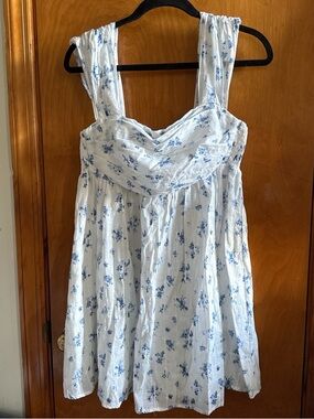 Olivaceous Blue Floral Mini Dress